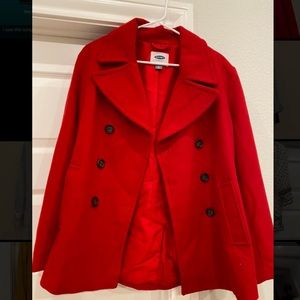 Red Old Navy pea coat